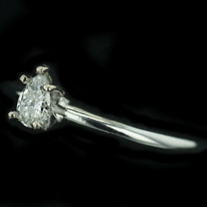 14k White Gold and Pear Cut Diamond Ring $767