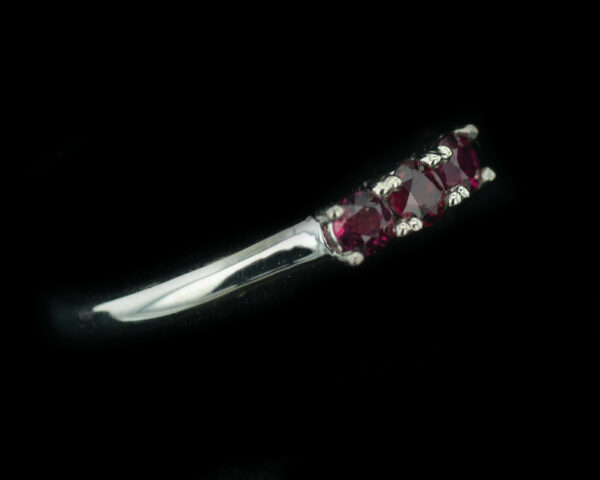 14k White Gold and 3 stone Ruby Ring $527