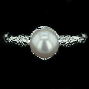 14k White Gold and Natural Pearl Ring 999