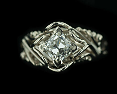 14kw Mine Cut Diamond Ring