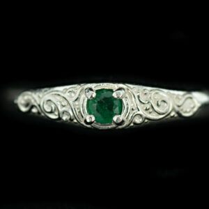 Sterling Silver and Natural Emerald Ring